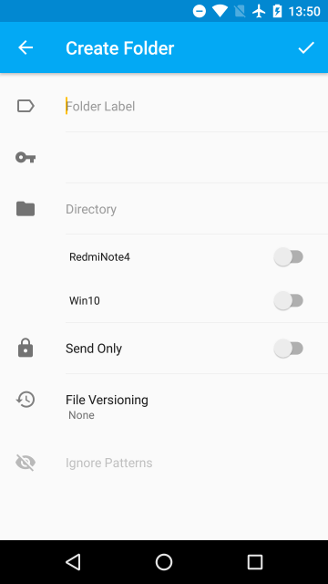 Syncthing Android Settings